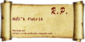 Rák Patrik névjegykártya